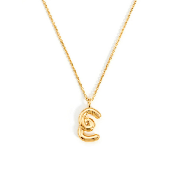 Curly Molten Initial Pendant Necklace