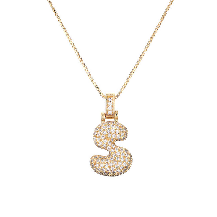 ICY Bubble Letter Initial Necklace