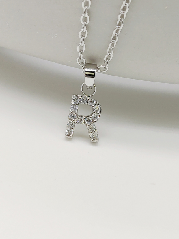 Silver Sparkling Initial Pendant