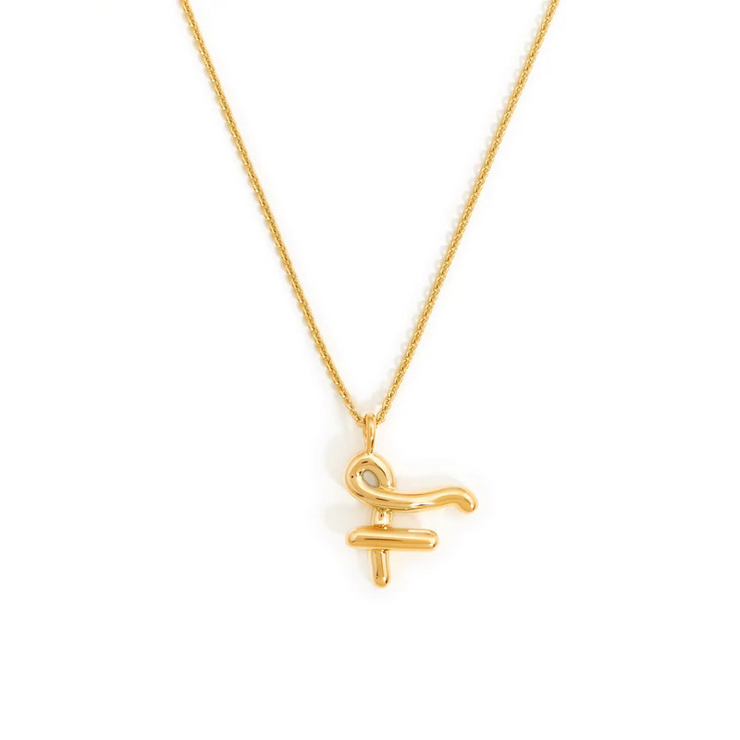 Curly Molten Initial Pendant Necklace