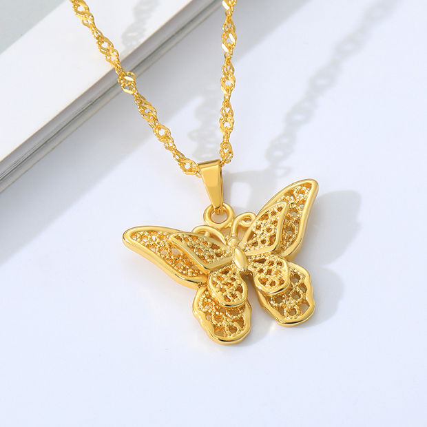 Fluttering Wing Pendant Necklace