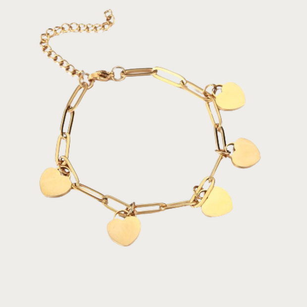 Chain Link Bracelet with Heart Charms