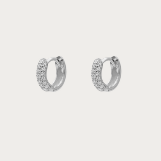 Silver CZ Huggie Earrings