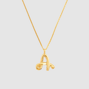 Curly Molten Initial Pendant Necklace