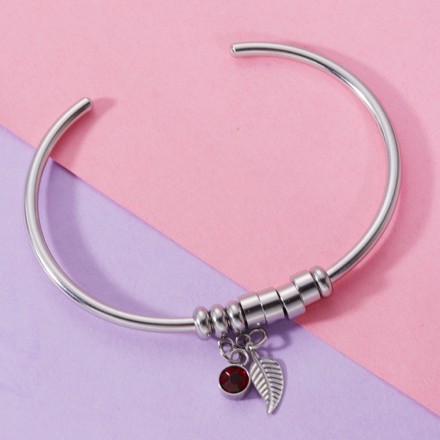 Open Bangle Bracelet with Birthstone