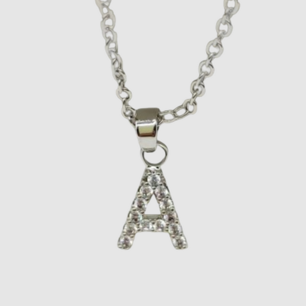 Silver Sparkling Initial Pendant