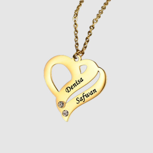 Two Hearts Forever One Name Necklace