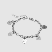 Link Bracelet with Heart Charms