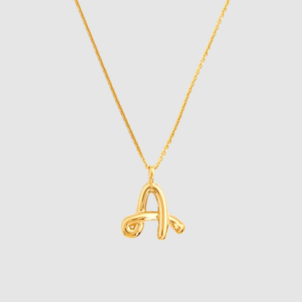 Curly Molten Initial Pendant Necklace