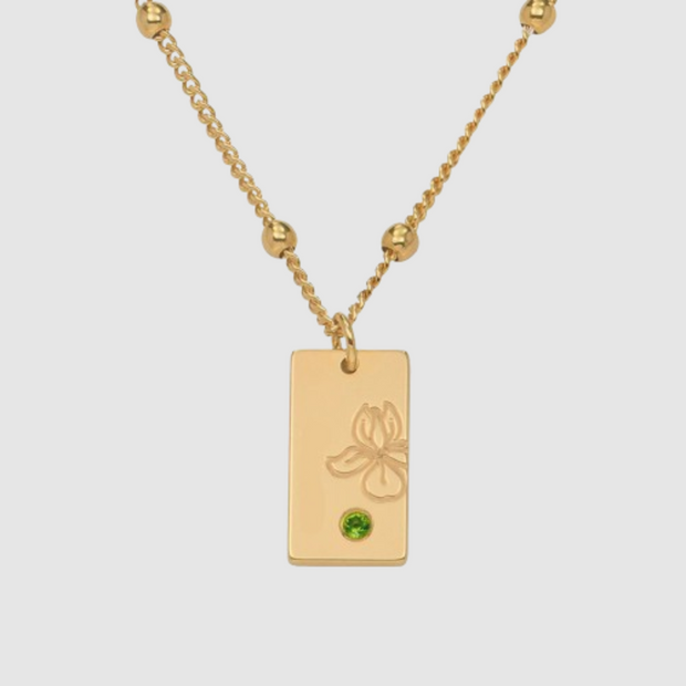 Birth Flower & Stone Necklace in 18ct Gold Plating