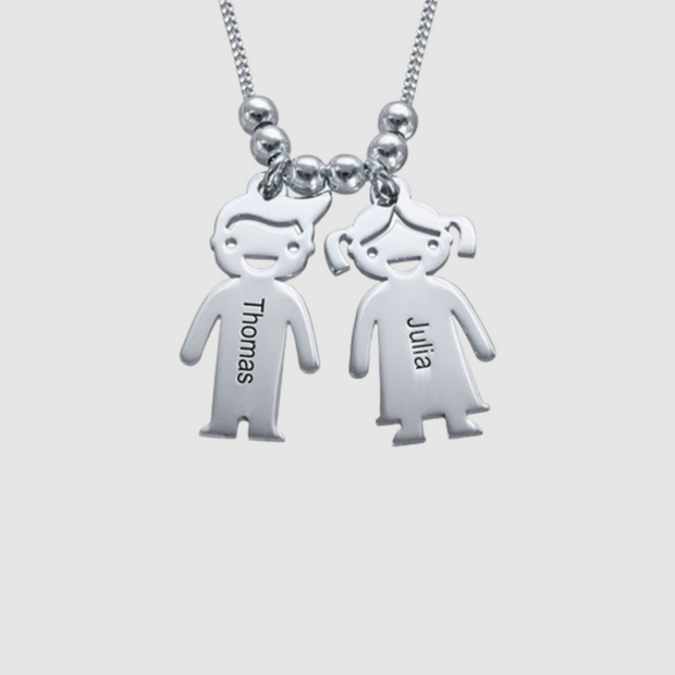 Mum Necklace with Engraved Kids Charms