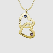 Engraved Heart Necklace With Birthstones